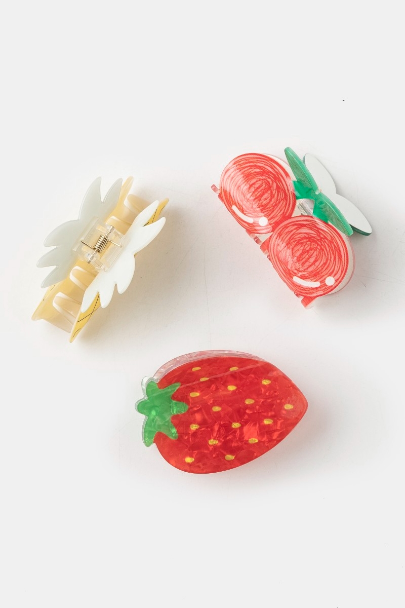 Cherry Pineapple Strawberry Jaw Hair Clip Set