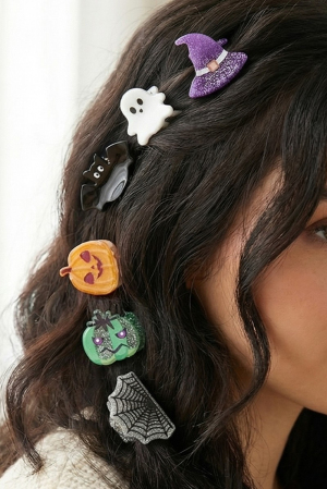 Twelve Piece Assorted Halloween Mini Hair Clips