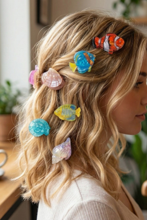 Twelve Piece Assorted Sealife Mini Hair Clips