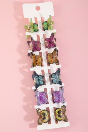 Twelve Piece Butterfly Mini Hair Clips