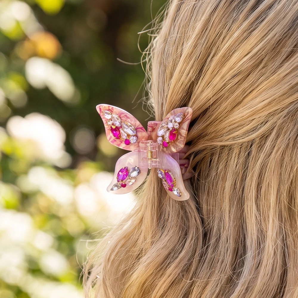 Jewel Wing Butterfly Claw Hair Clip 3 Piece Set