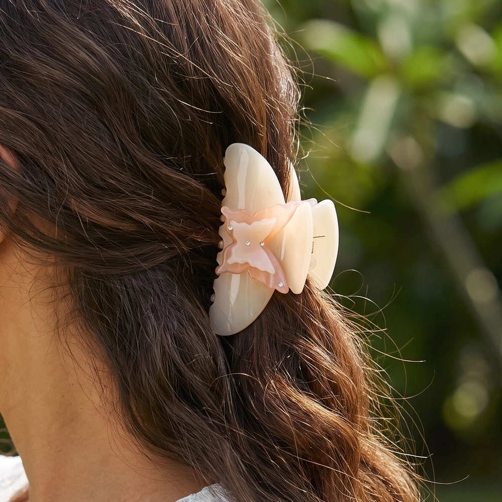 Butterfly Accent Claw Hair Clip 2 Piece Set