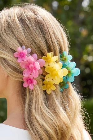 Glossy Daisy Flower Claw Clip Set