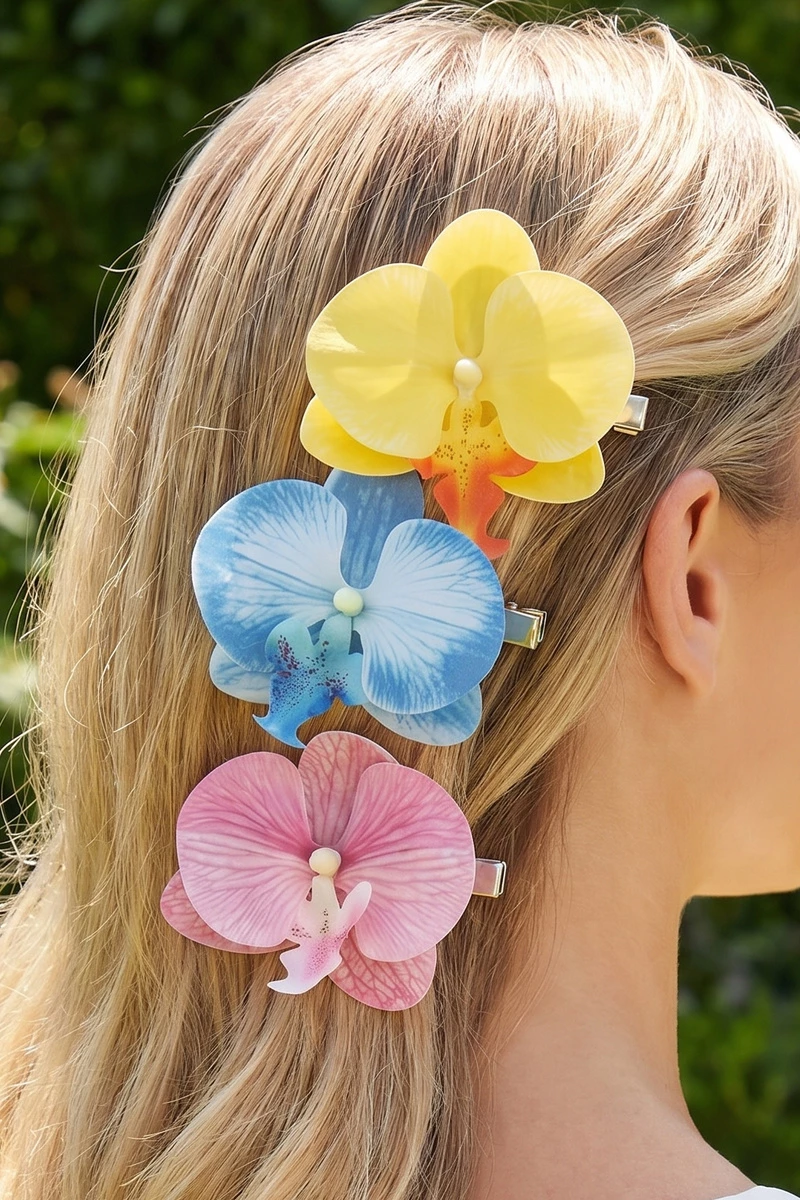 Orchid Flower Hair Clip Set
