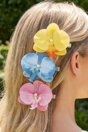 Orchid Flower Hair Clip Set