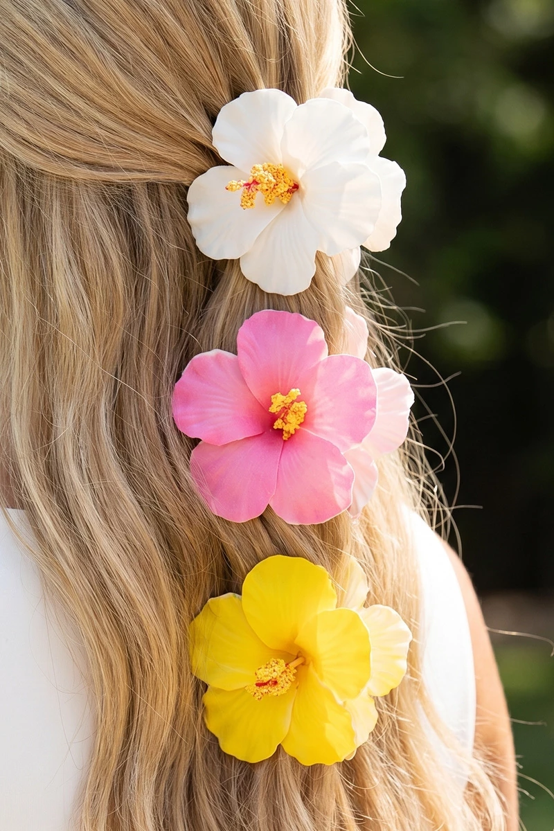 Hibiscus Flower Hair Clip Set