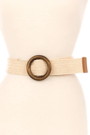 Wide Round Buckle Braided Belt