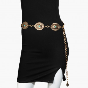 Ornate Concho Disc Chain Belt