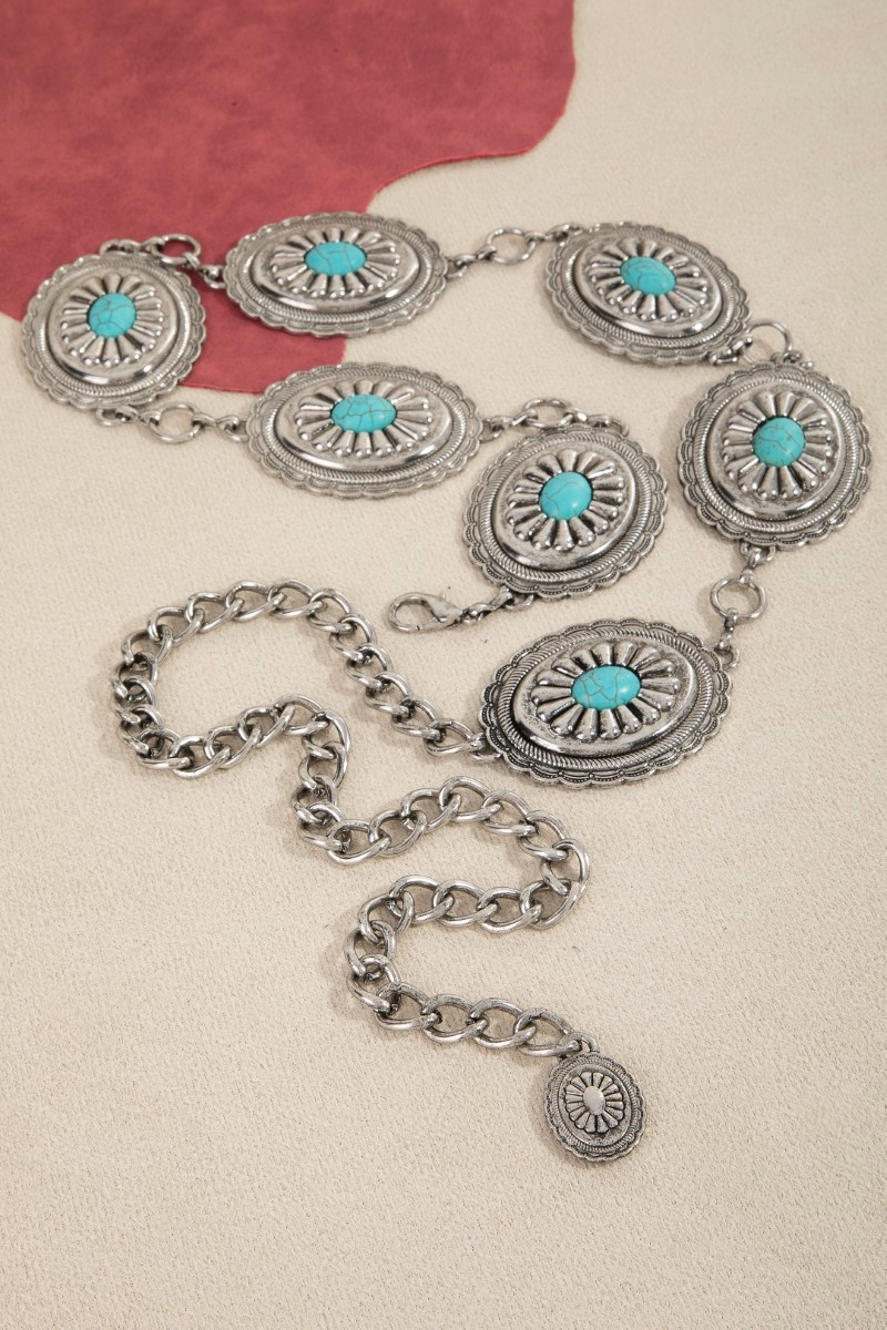 Ornate Single Stud Hoop Chain Belt