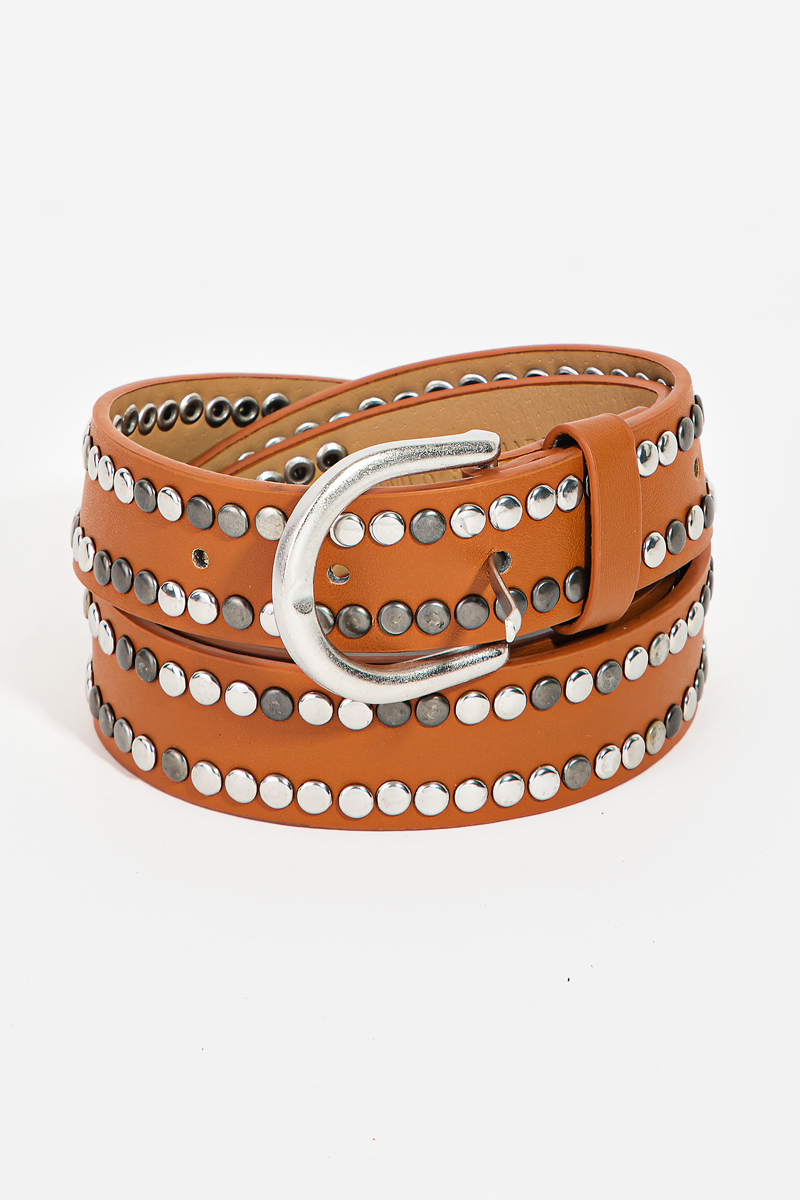 Vegan Leather Studded Fashion Belt