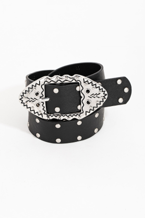 Intricate Metallic Western Oval Buckle Belt