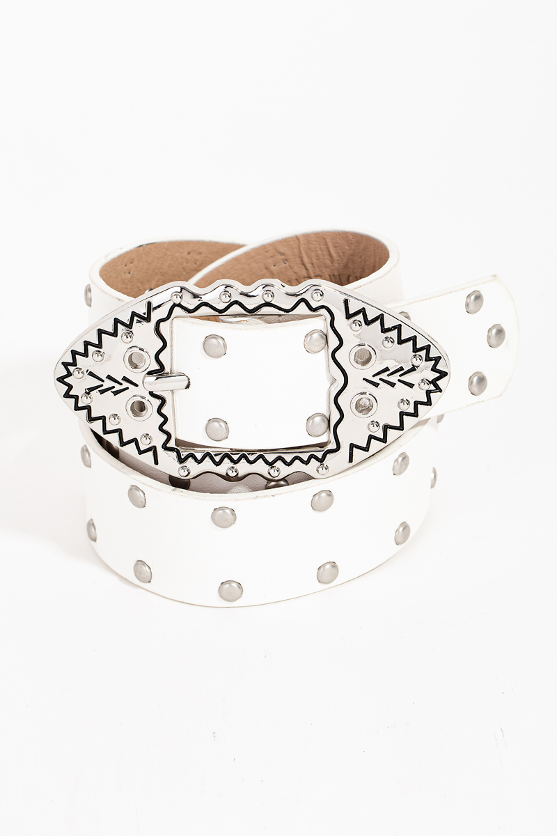 Intricate Metallic Western Oval Buckle Belt