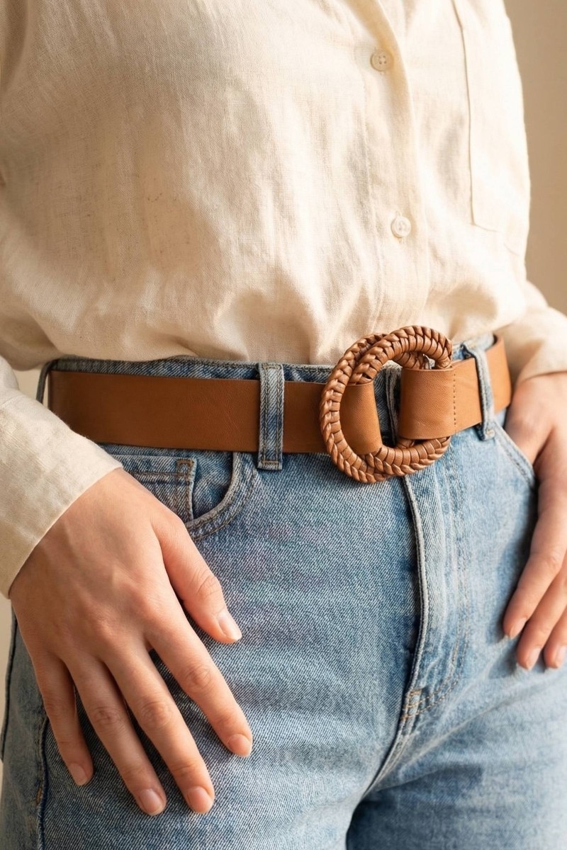 Vegan Leather Double Ring Belt