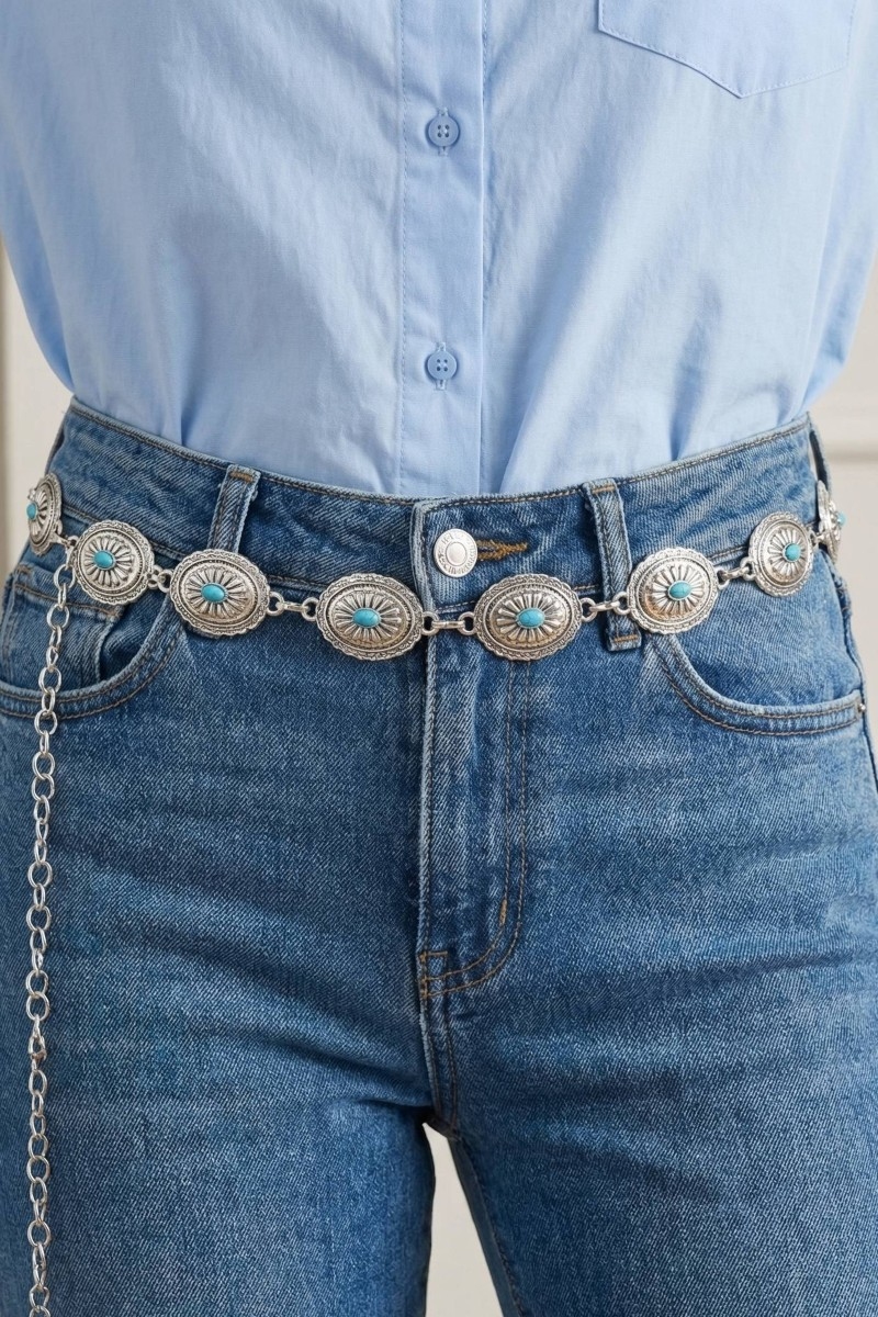 Oval Concho Turquoise Disc Concho Chain Belt