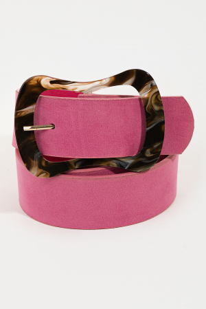 Acetate Abstract Velvet Buckle Belt