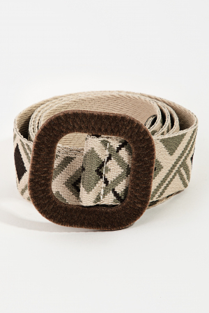 Boho Abstract Pattern Square Buckle Belt