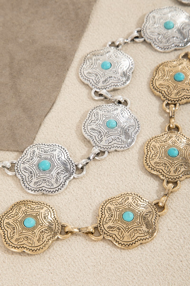 Floral Disc Western Chain Belt