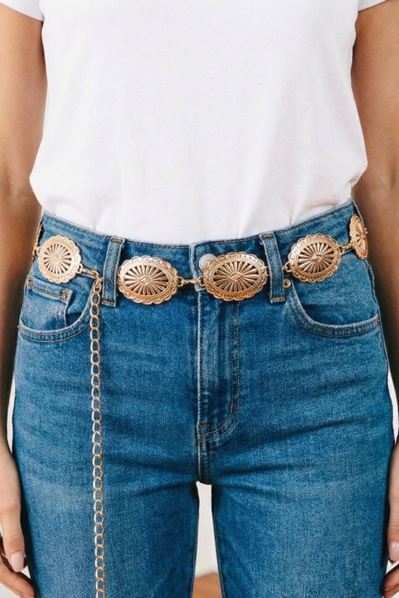 Oval Concho Disc Chain Link Belt