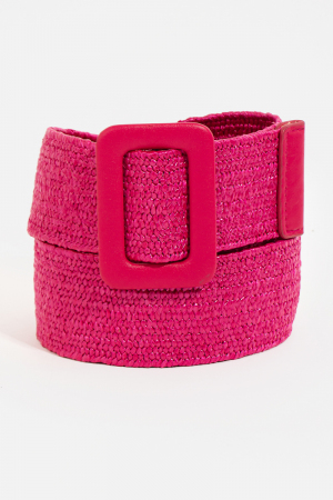Rectangle Buckle Straw Braided Belt