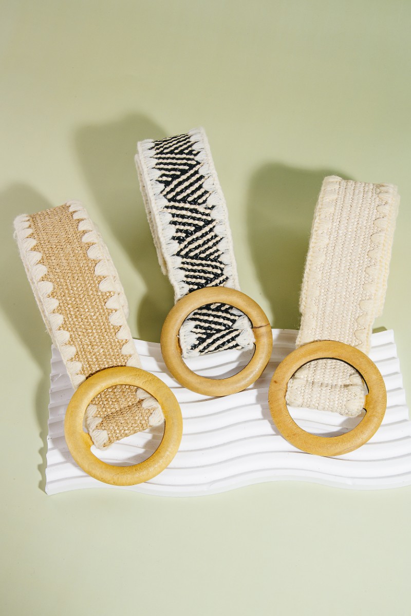 Wooden Round Buckle Braided Fashion Belt