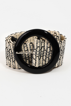 Round Buckle Braided Belt