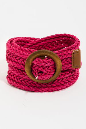 Wooden Circle Buckle Braided Belt