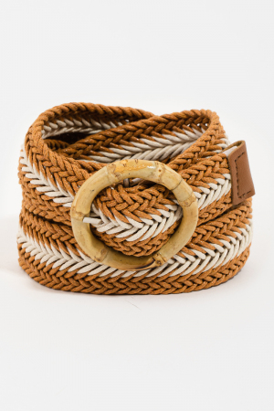 Two Tone Striped Braided Belt