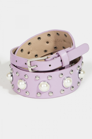 Pearly Studded Vegan Leather Belt