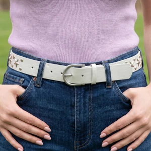 Star Studded Vegan Leather Buckle Belt