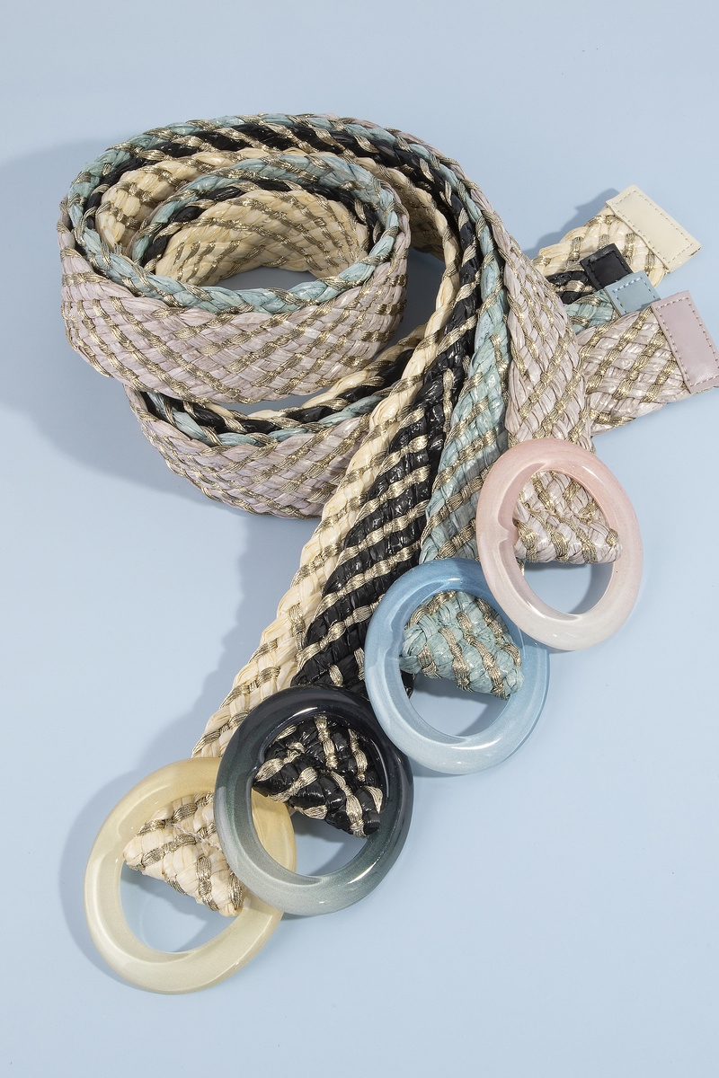 Wide Metallic Braided Belt With Ring Buckle