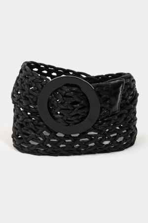 Round Buckle Braided Belt