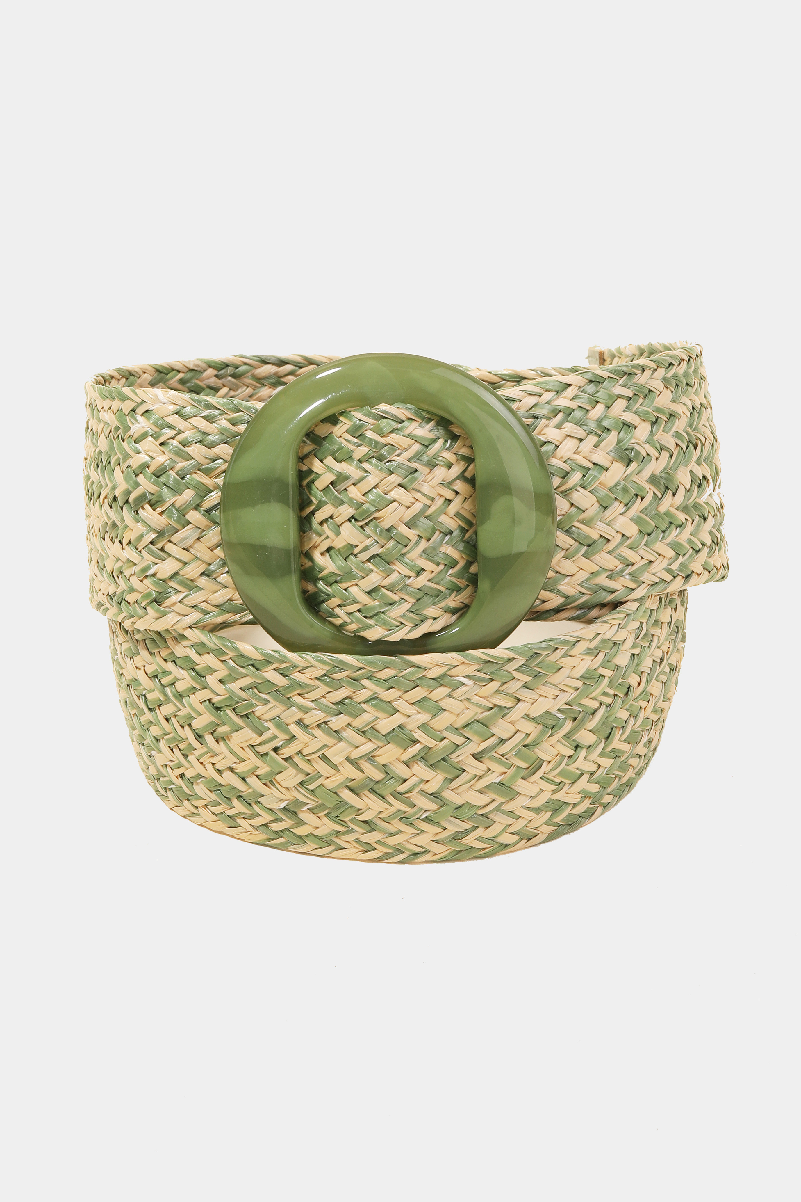 Cloudy Plastic Hoop Buckle Braided Belt