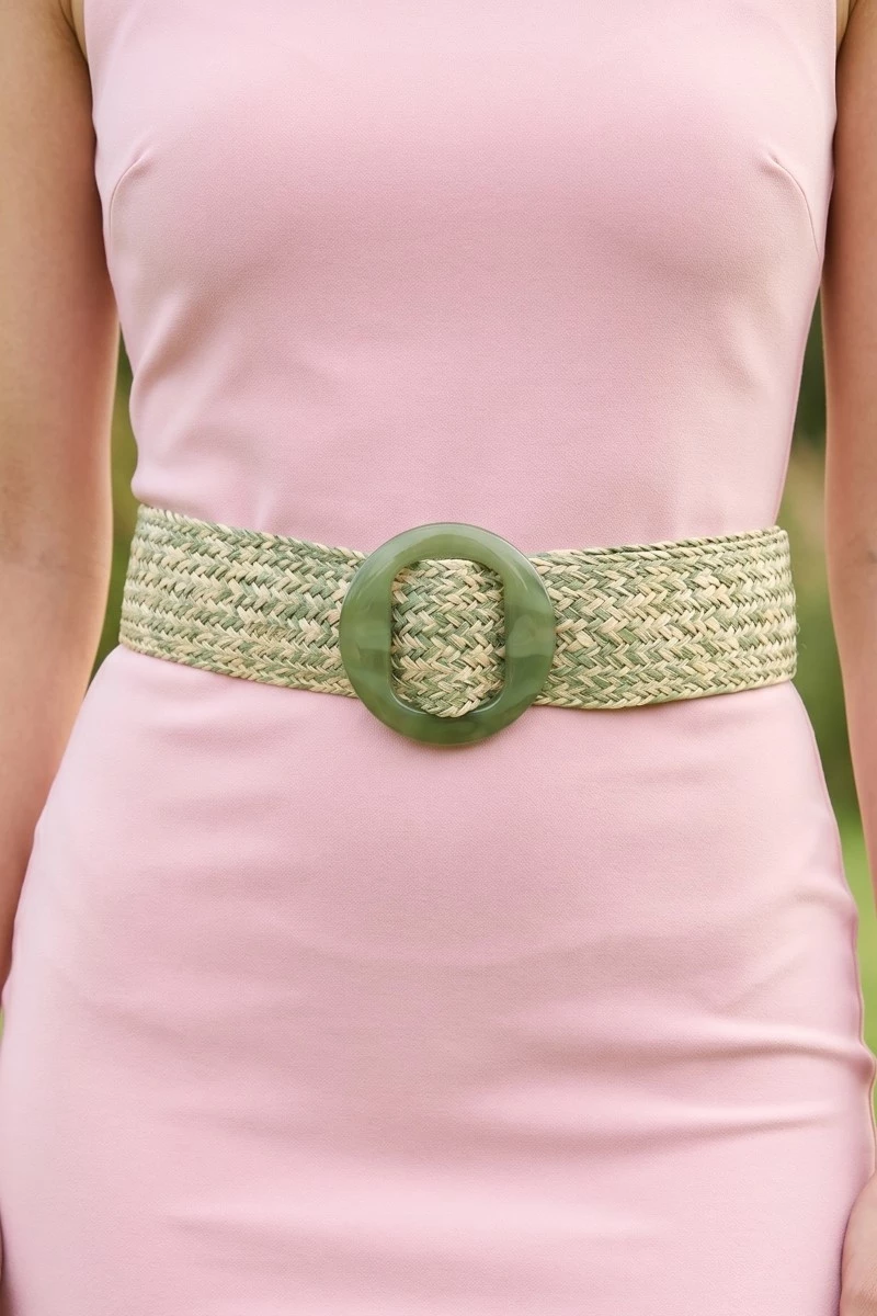 Cloudy Plastic Hoop Buckle Braided Belt