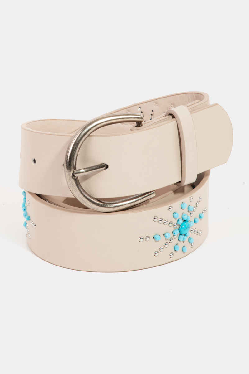 Western Faux Leather Turquoise Star Burst Belt