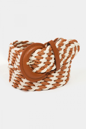 Two Tone Striped Braided Belt