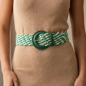Two Tone Woven Braided Stretch Belt