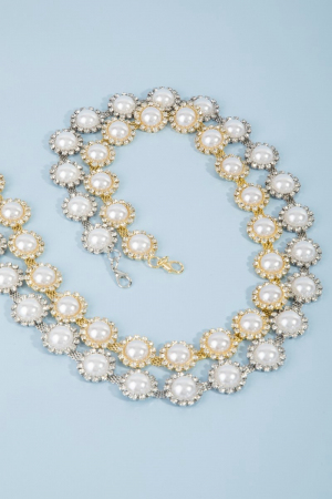 Pearl And Rhinestone Disc Chain Belt