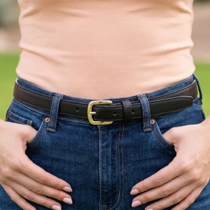 Skinny Bonded Leather Belt With Slim Buckle