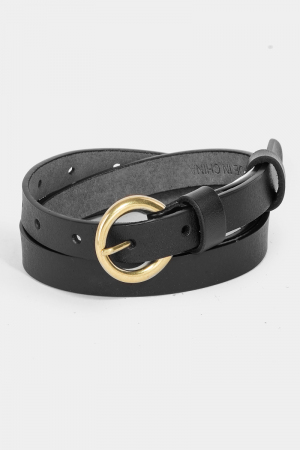 Circle Buckle Leather Belt