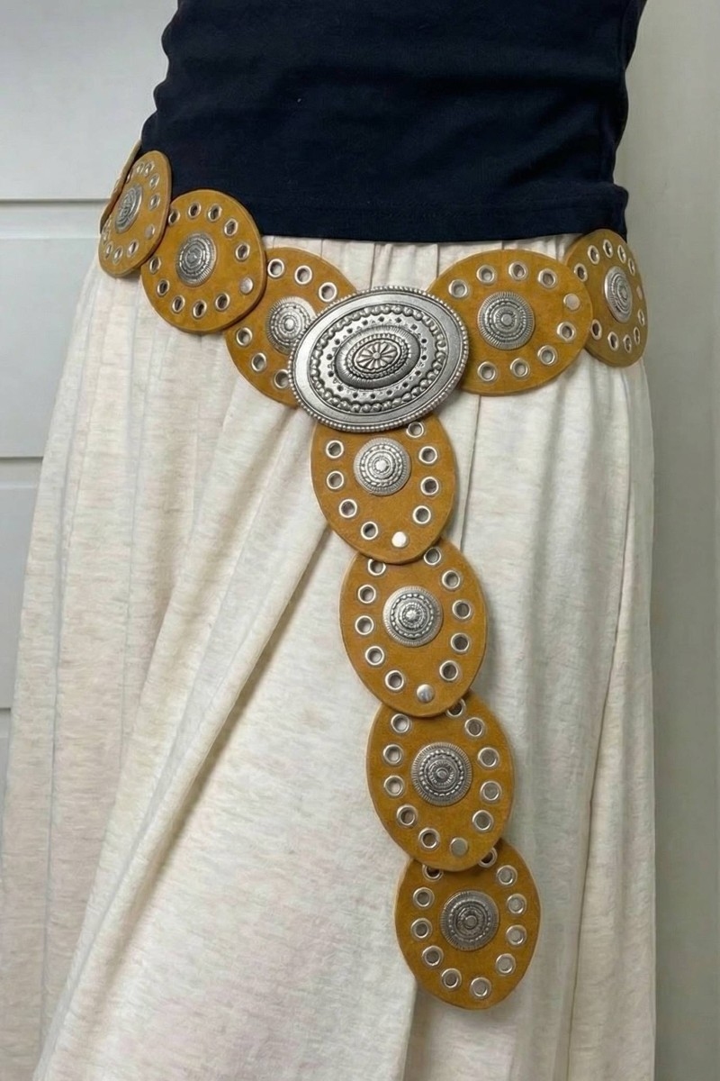 Large Ornate Western Oval Disc Belt