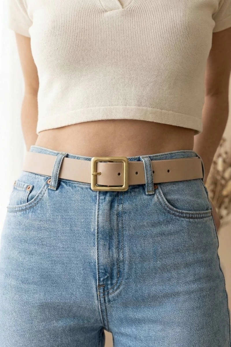Leather Square Buckle Belt