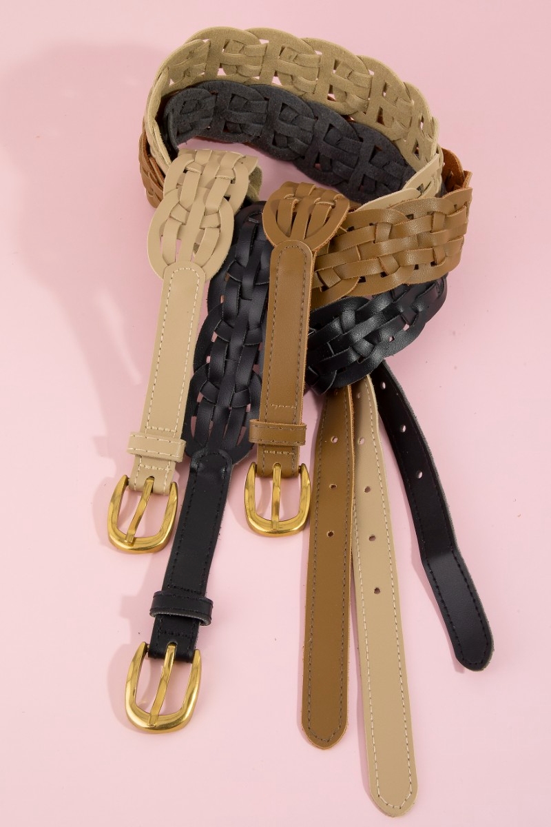 Oval Braid Vegan Leather Belt