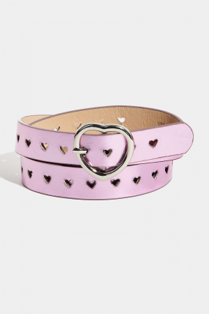 Heart Buckle Heart Punched Metallic Belt