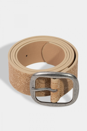 Etched Floral Vegan Leather Belt