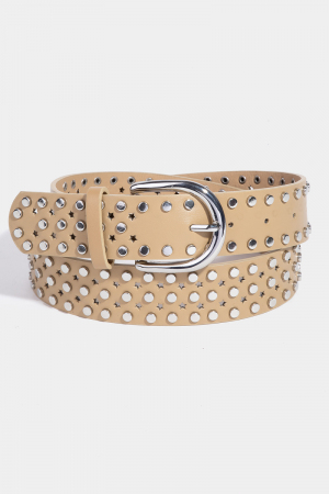 Star Punched And Rivets Vegan Leather Belt