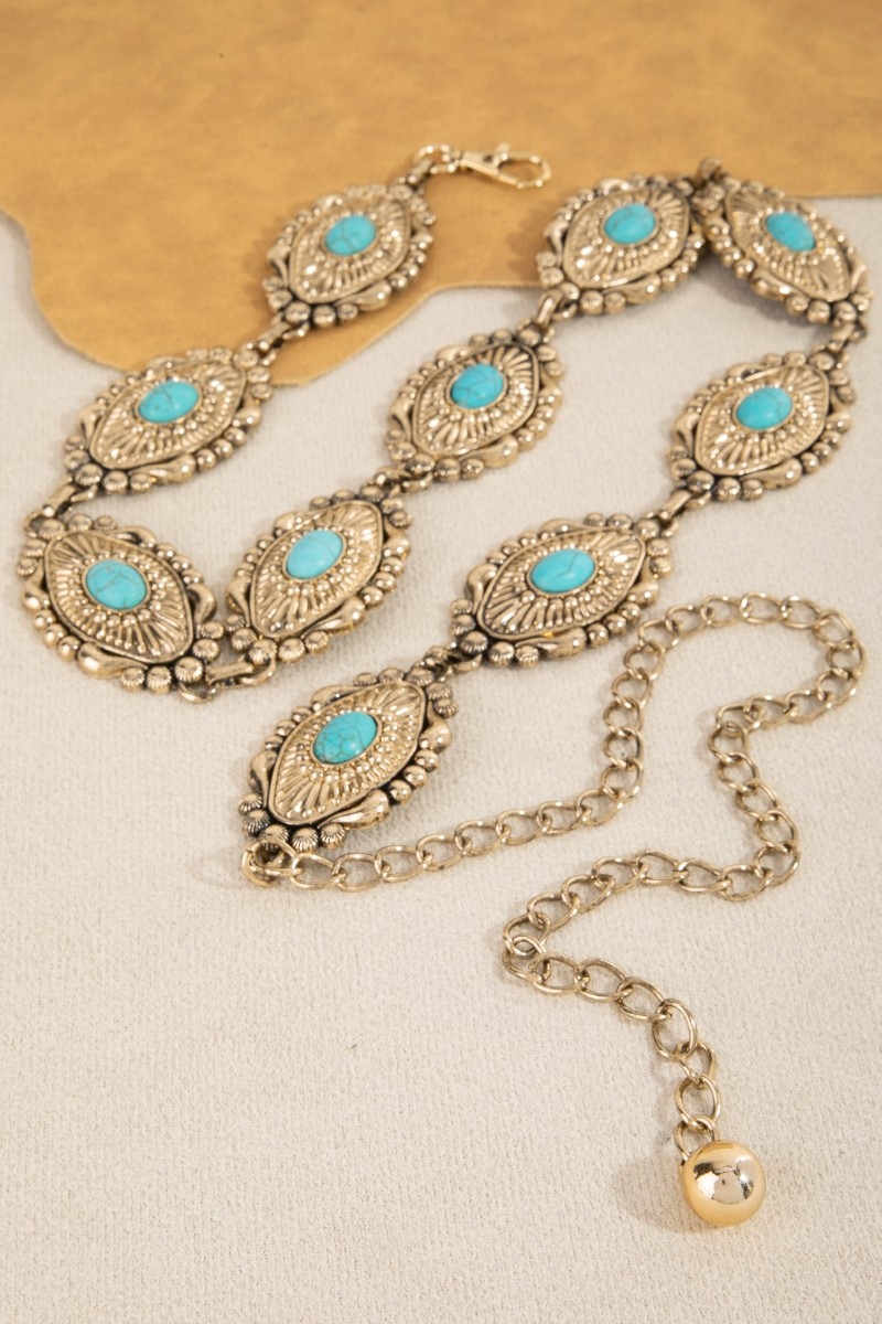 Turquoise Concho Disc Chain Belt
