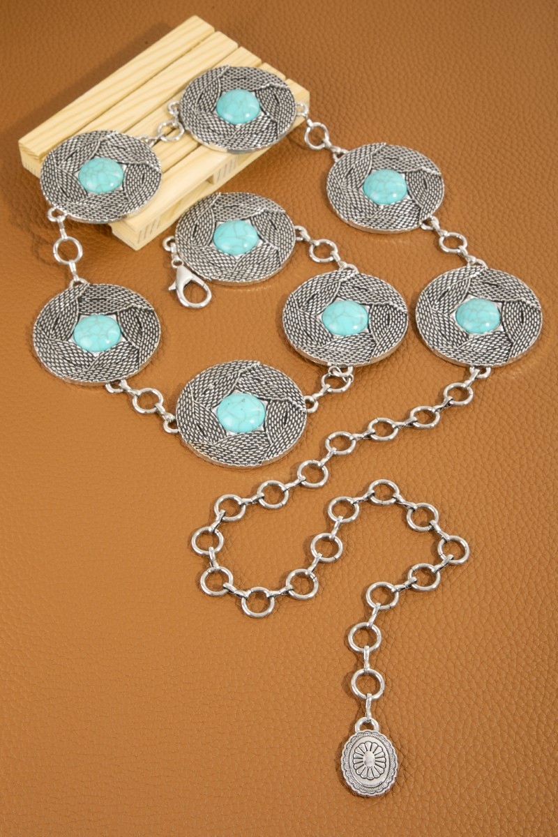 Textured Disc Concho Chain Belt