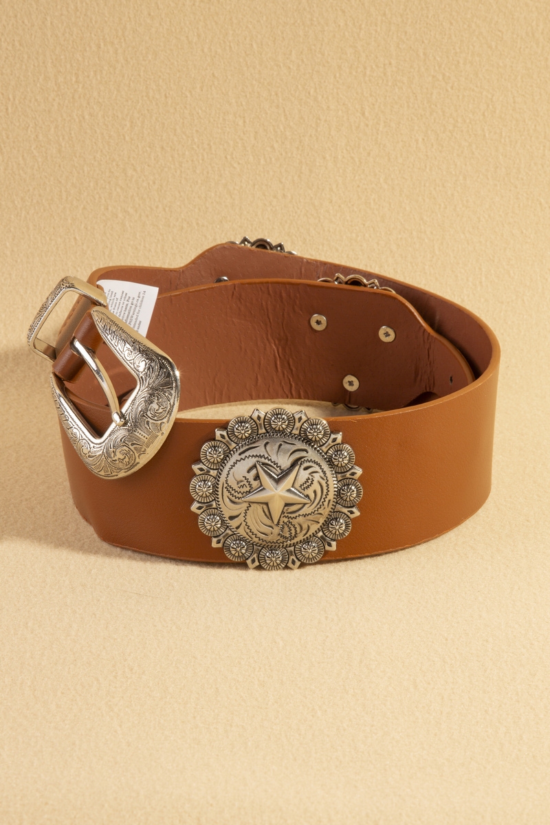 Wide Western Concho Leather Belt