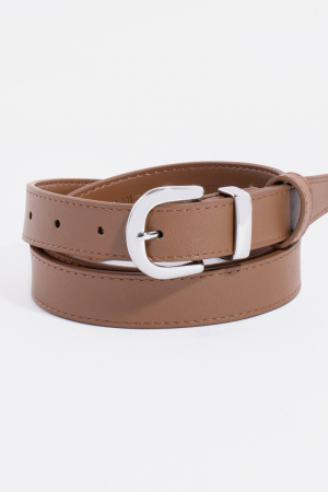 Stitched Border Thin Leather Belt