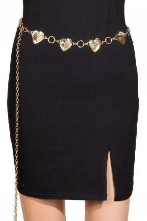 Wavy Textured Heart And Hoop Chain Belt